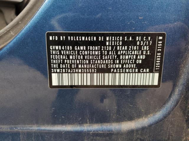 2017 VOLKSWAGEN JETTA S - 3VW2B7AJ3HM355592