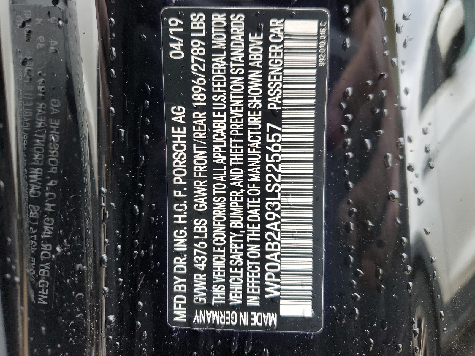 WP0AB2A93LS225657 2020 Porsche 911 Carrera S