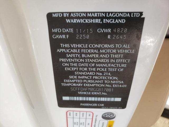 2016 ASTON MARTIN DB9 GT SCFFDAFM0GGB17081