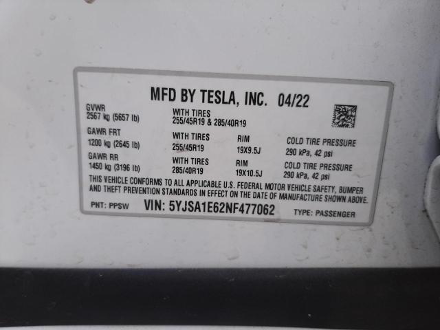 5YJSA1E62NF477062 Tesla MODEL S