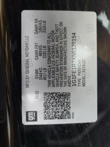 2022 CHEVROLET CAMARO LT1 1G1FE1R7XN0129154