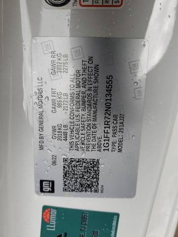 2022 CHEVROLET CAMARO LT1 1G1FF1R72N0134555