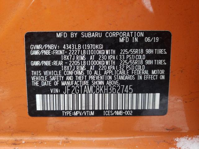 JF2GTAMC8KH362745 Subaru Crosstrek Limited
