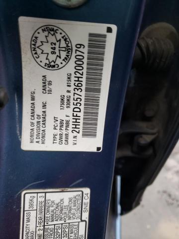 2HHFD55736H200079 Acura Csx Premium
