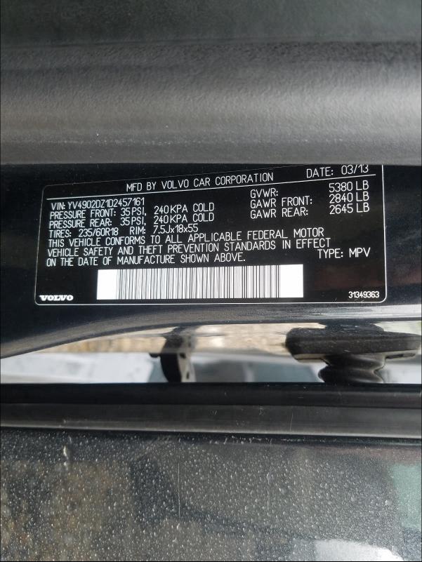 2013 VOLVO XC60 T6 YV4902DZ1D2457161