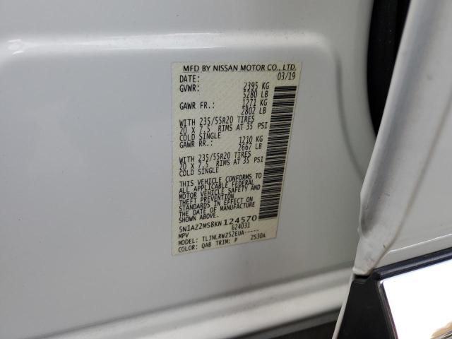5N1AZ2MS8KN124570 Nissan MURANO S
