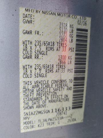 2016 NISSAN MURANO S - 5N1AZ2MG5GN116333