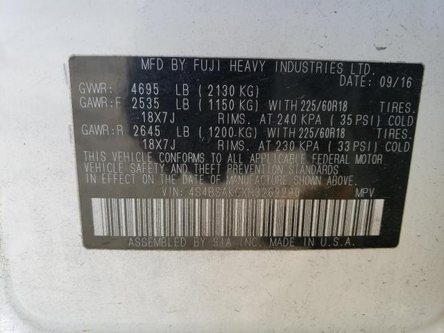 4S4BSAKCXH3269290 Subaru Outback 2.5i Limited