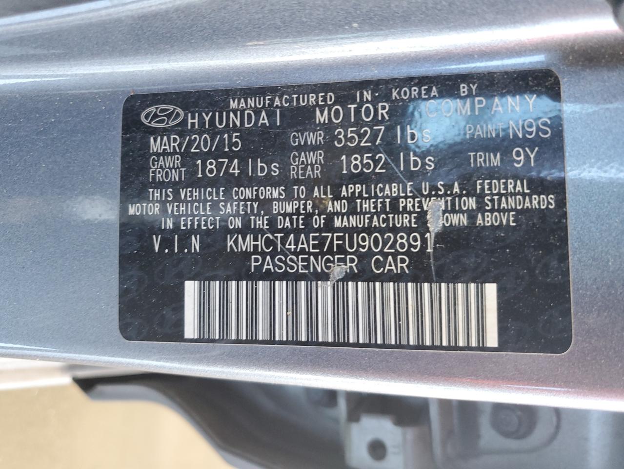 KMHCT4AE7FU902891 2015 Hyundai Accent Gls