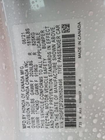 2022 HONDA CIVIC - 2HGFE2F23NH526496