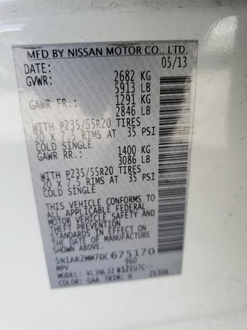 5N1AR2MM7DC675170 Nissan Pathfinder