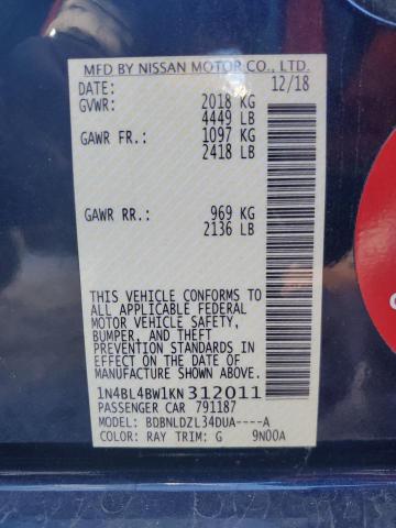1N4BL4BW1KN312011 Nissan ALTIMA S