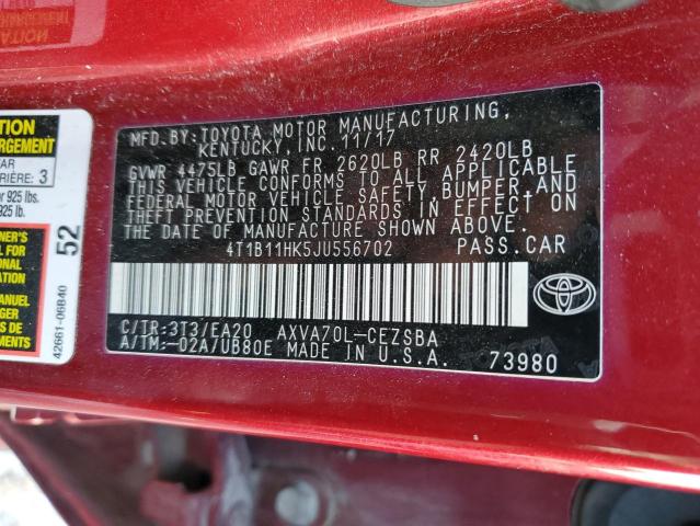 2018 TOYOTA CAMRY L - 4T1B11HK5JU556702