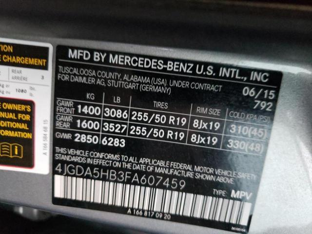 VIN 4JGDA5HB3FA607459 2015 Mercedes-Benz ML-Class, ... no.13