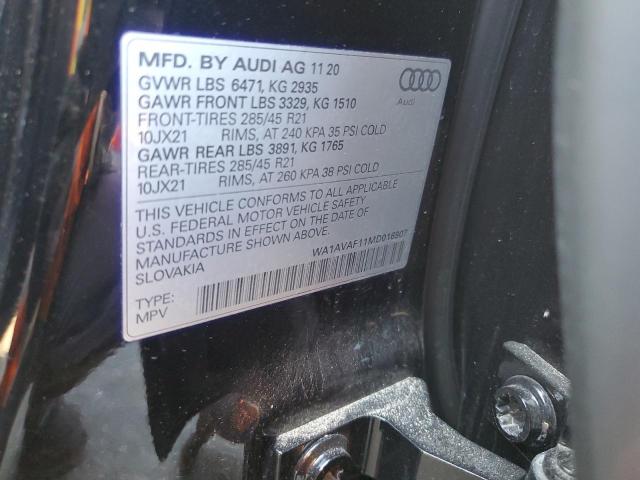 2021 AUDI Q8 PREMIUM WA1AVAF11MD016907