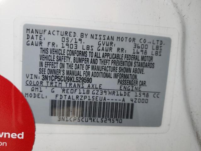3N1CP5CU9KL529590 Nissan KICKS S