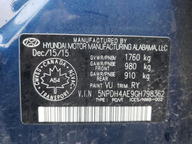 2016 HYUNDAI ELANTRA SE - 5NPDH4AE9GH798362