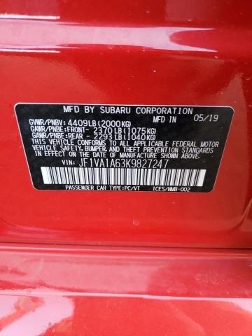 2019 SUBARU WRX - JF1VA1A63K9827247