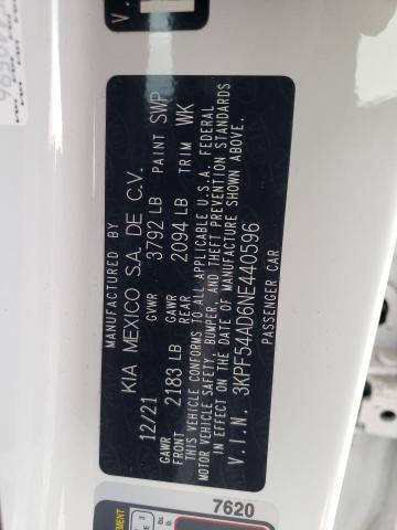 3KPF54AD6NE440596 KIA Forte Gt Line