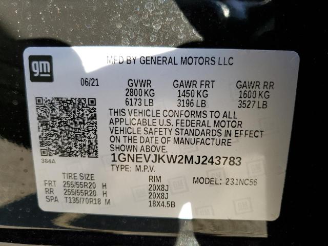 2021 CHEVROLET TRAVERSE R 1GNEVJKW2MJ243783
