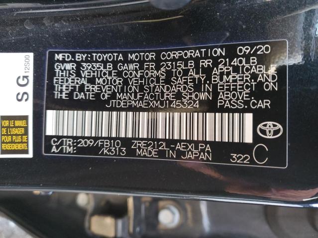 2021 TOYOTA CORILLA - JTDEPMAEXMJ145324