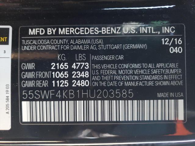 55SWF4KB1HU203585 2017 MERCEDES-BENZ C-CLASS, photo no. 13