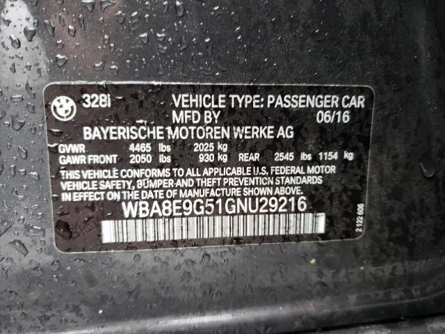 WBA8E9G51GNU29216 BMW 328 I Sulev