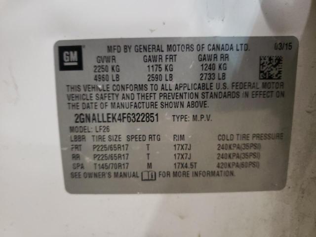 2015 CHEVROLET EQUINOX L 2GNALLEK4F6322851