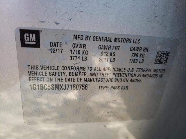 2018 CHEVROLET MALIBU - 1G1BC5SMXJ7160756