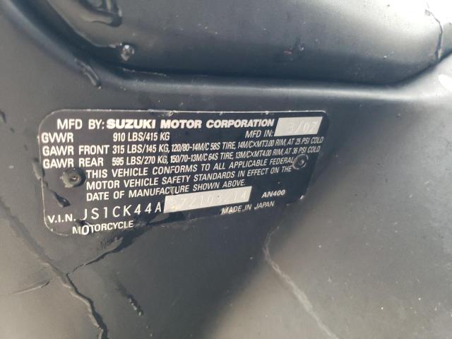 2007 SUZUKI AN400 JS1CK44A372103214