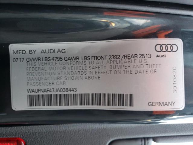 2018 AUDI A4 PRESTIG WAUFNAF47JA038443
