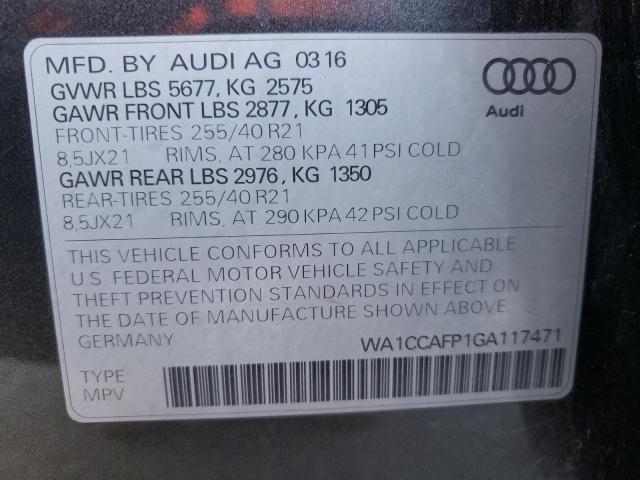 2016 AUDI SQ5 PREMIU WA1CCAFP1GA117471