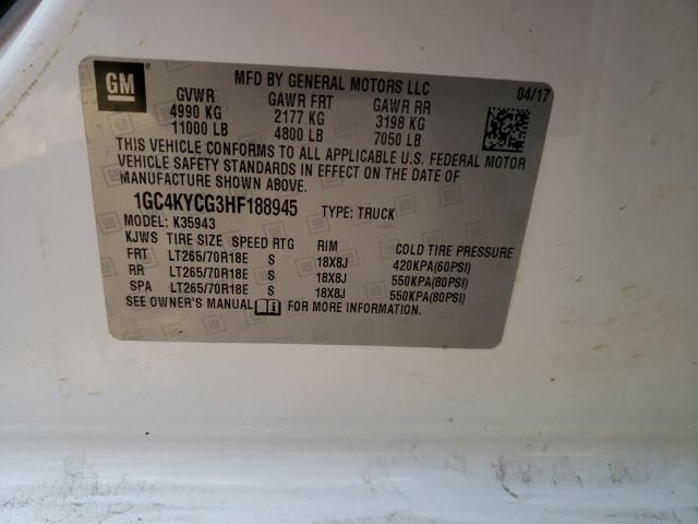 2017 CHEVROLET SILVERADO4 1GC4KYCG3HF188945
