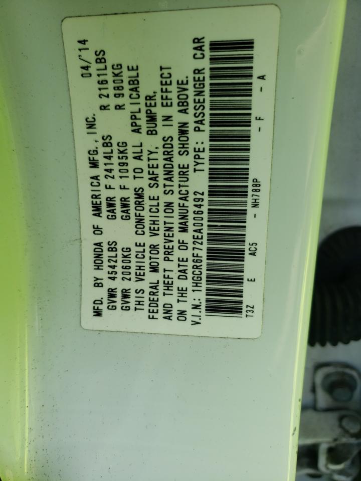 1HGCR6F72EA006492 2014 Honda Accord Touring Hybrid