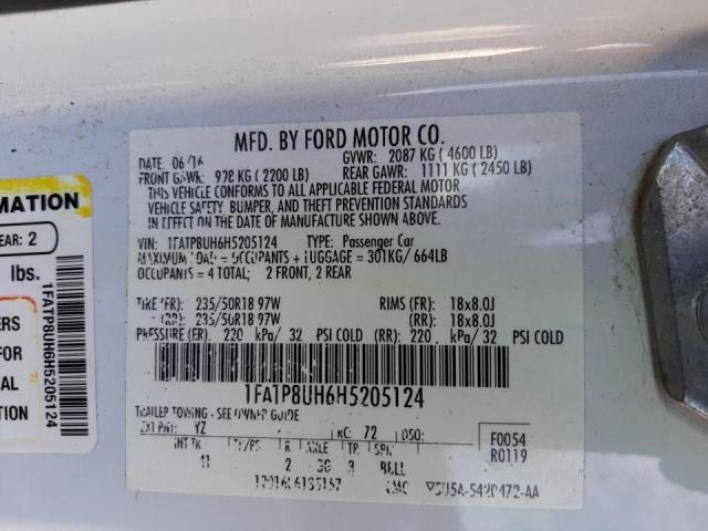 2017 FORD MUSTANG - 1FATP8UH6H5205124