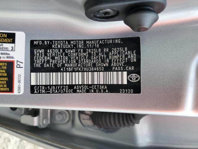 2017 TOYOTA CAMRY LE X 4T1BF1FK7HU364650
