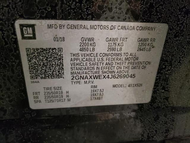 2018 CHEVROLET EQUINOX PR - 2GNAXWEX4J6269045