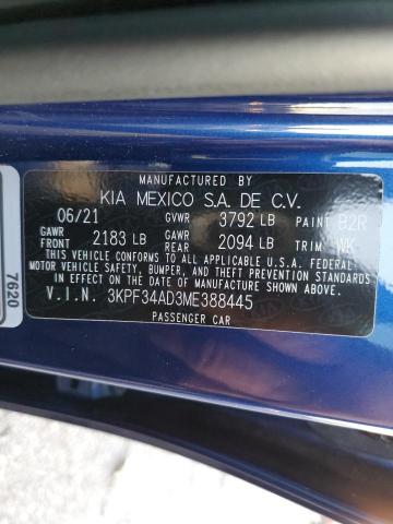 2021 KIA FORTE GT L - 3KPF34AD3ME388445