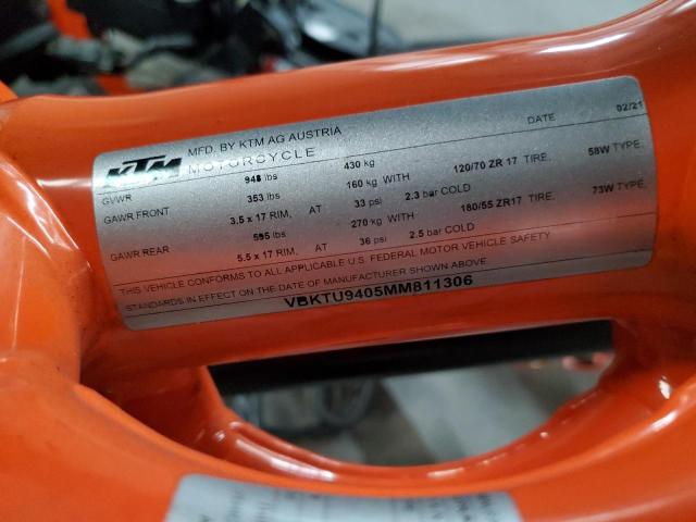2021 KTM 890 DUKE R - VBKTU9405MM811306