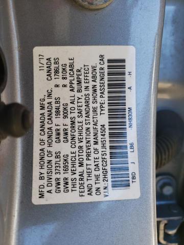 2HGFC2F51JH514504 | 2018 HONDA CIVIC