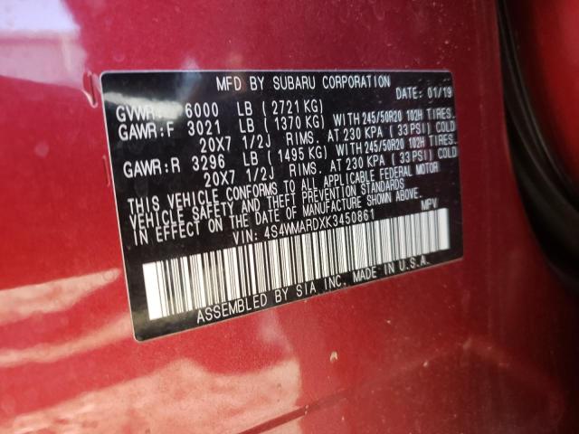 2019 SUBARU ASCENT 4S4WMARDXK3450861