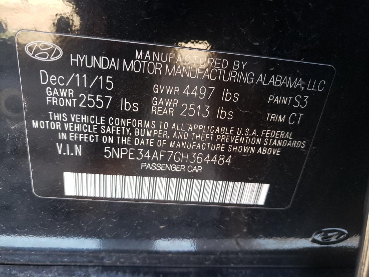 5NPE34AF7GH364484 2016 Hyundai Sonata Sport