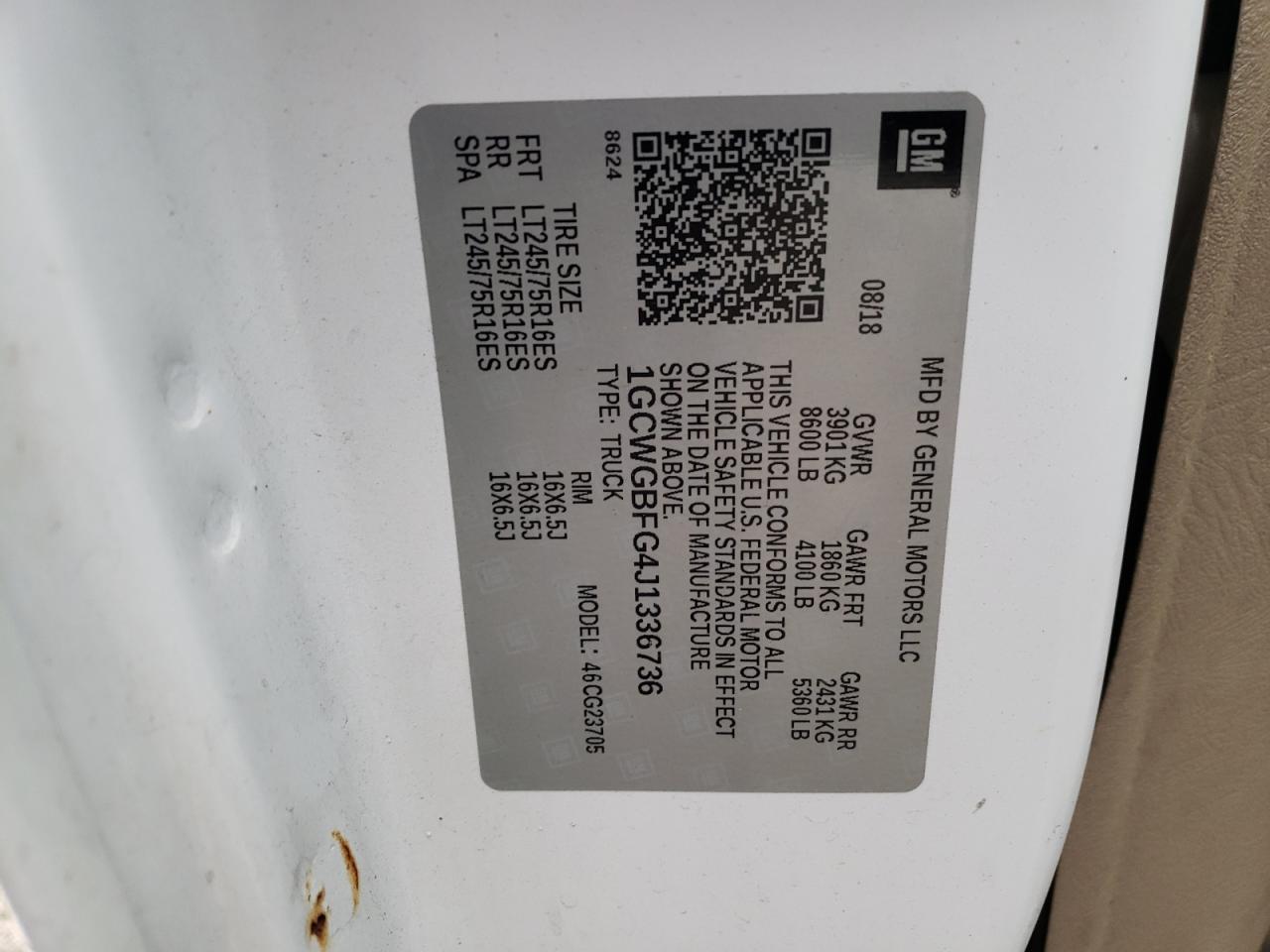 1GCWGBFG4J1336736 CHEVROLET EXPRESS 2018
