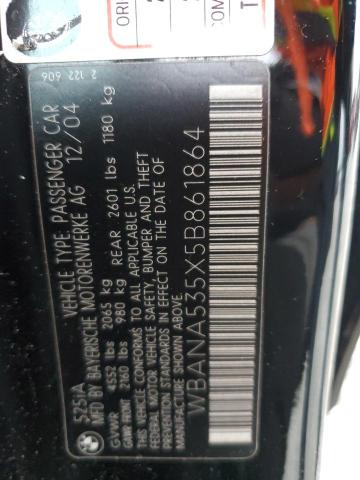 2005 BMW 525 I WBANA535X5B861864