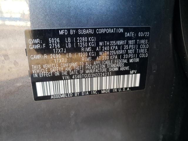 2022 SUBARU OUTBACK WI 4S4BTGUD3N3224211