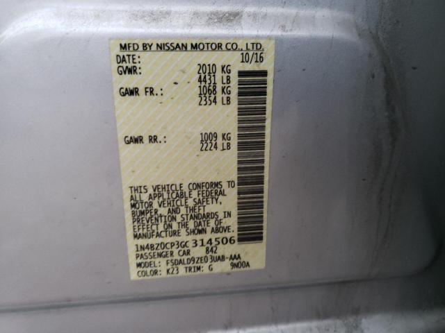 1N4BZ0CP3GC314506 Nissan LEAF SV