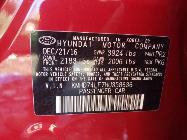 KMHD74LF7HU358636 2017 Hyundai Elantra Se