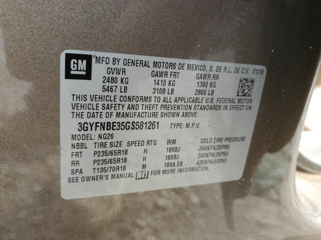 3GYFNBE35GS581261 Cadillac SRX