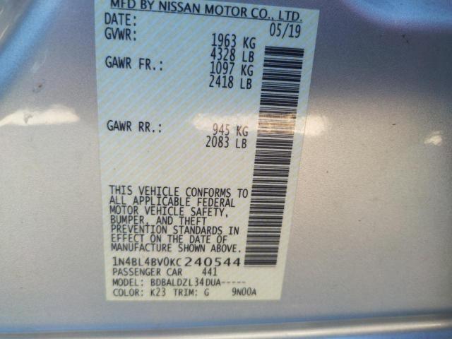 2019 NISSAN ALTIMA S - 1N4BL4BV0KC240544