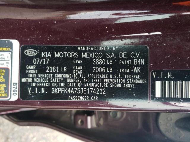 3KPFK4A75JE174212 KIA FORTE LX